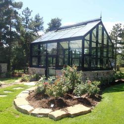Custom aluminum frame greenhouse with auto shades